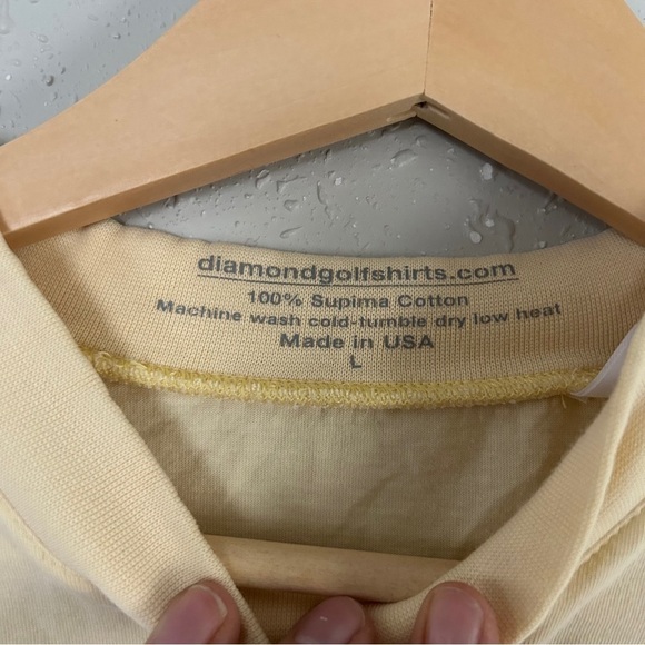 Diamond Golf Shirts Yellow Short Sleeve T-Shirt Pastel Activewear Golfing Large - Picture 2 of 4